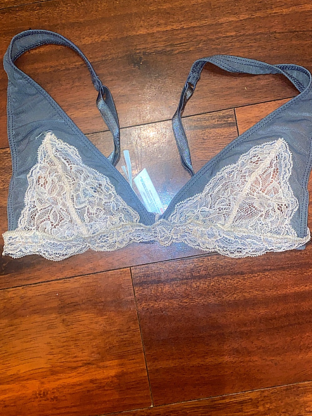 Urban outfitters Lace Trim Bralette in Slate Blue and Cream